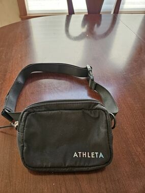 Athleta Black Kids Crossbody Belt Bag with Multicolor Logo